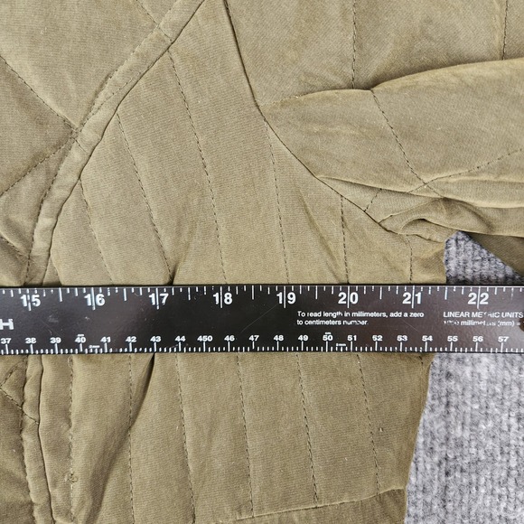 Nautica Jacket Womens Quilted Barn Green Faux Shearling Lined Elbow Patch XL - Picture 8 of 13